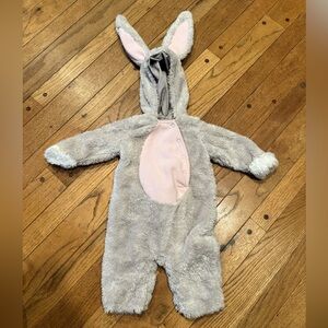 Pottery Barn Baby Bunny Costume Fleece Hooded One-Piece 0–6 Months Gray Pink